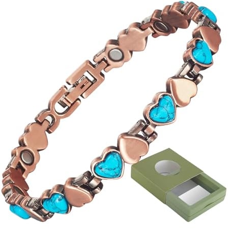 YINOX Magnetisches Kupferarmband aus farbigem Stein für Damen, hochfestes Magnetarmband, inklusive exquisiter Geschenkbox, die als Geschenk geeignet ist (D)