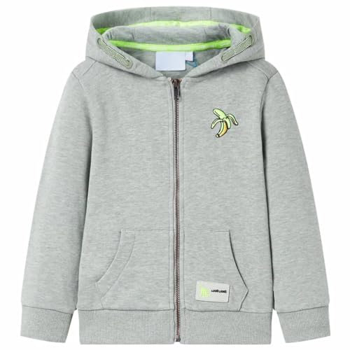 vidaXL Kinder Kapuzenpullover mit Reißverschluss Sweatjacke Helles Khaki Melange 140
