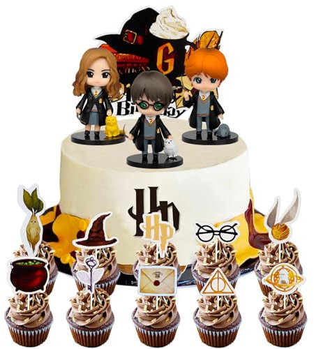 Powmag Kuchendeko Geburtstag Junge, Magical Tortendeko, harry Wizard kuchen deko, Potter Tortendeko Figuren, Magical Torte Cake Topper für Kinder Party Geburtstag