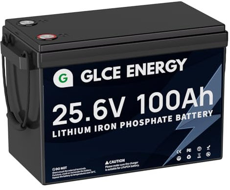 GLCE ENERGY LiFePO4-Batterie 24V 100Ah [Mini], 4000–15000+ Deep-Cycle-Batterie mit integriertem 100A BMS für Wohnmobile, Boote, Solarenergiespeicher, Notstrom, Camping und mehr