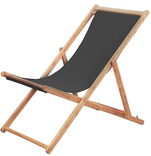 BUKSCYJS Outdoor-Möbel，Terrassenstühle für den Außenbereich，Atmungsaktive Gartenmöbel,Klappbarer Strandstuhl Stoff und Holzrahmen Grau,Outdoor Möbel Set für Rasen, Garten, Veranda, Pool, Strand