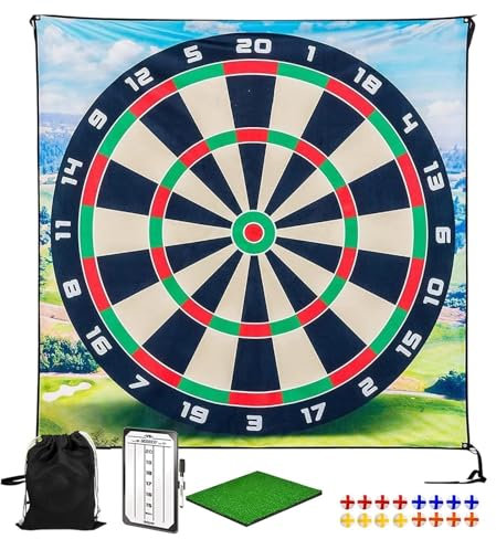 Golf Dart Chipping Spiel, Golf Schlag Trainingsmatte, Sticky Golf Mat Spiel für den Außenbereich, Golf Chipping Spielset, Inklusive Dart Zielmatte und 16 Golfbällen - Für Zuhause, Hof