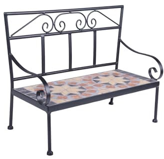 Garden Pleasure Blumenbank Mosaik Pular Stahl Bank Dekobank Garten Terrasse Deko Möbel