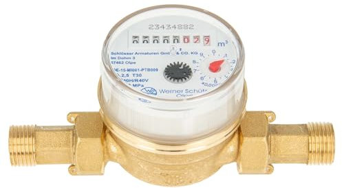 Einstrahlzähler ETK Kombi-Set (Kaltwasser) bis 30 Grad Länge 80 mm, inkl. Verschraubungen 3/4 Zoll x 1/2 Zoll AG