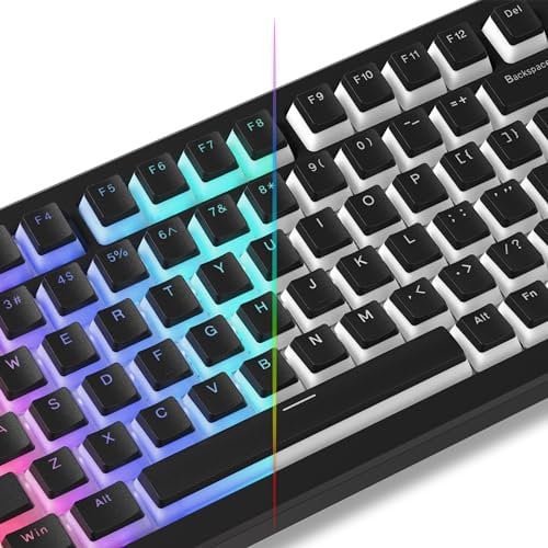LQXQ Pudding Keycaps PBT, keyboard 100 percent 130 Keys, Shine Through Keycaps OEM Profile for 100%, 75%, 65%, 60% MX-stem Switches Keyboards-Black