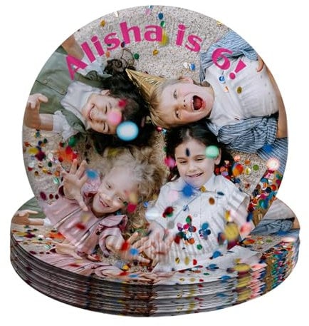 Bang Tidy Clothing Children's Personalised Photo Party Plates Packs of 25, 50, or 100, Customised Upload Your Own Photo Disposable Party Plates For Kids Birthday Party 25