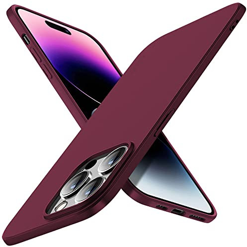 X-level Cover Compatibile con iPhone 14 Pro Max, Silicone Protezione Slim Ultra Sottile e Anti-Graffio TPU Anti Scivolo Fotocamera Custodia per iPhone 14 Pro Max- Vino Rosso