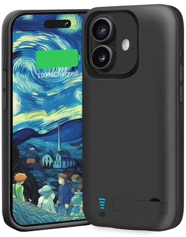 BAHOND Battery Case for iPhone 16 Plus, 6000mAh Rechargeable Extended Battery Charging/Charger Case, Add 100% Extra Juice (6.7 Inches) Black