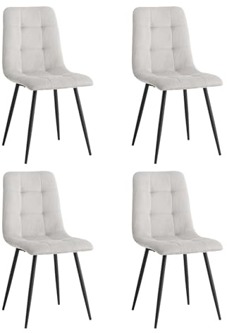 DEYARNA HOME 4er Set Esszimmerstühle (Cord), Moderne Küchenstühle mit Metallfüßen, Gepolsterte Esszimmerstühle für Esszimmer, Wohnzimmer, Schlafzimmer, Grau