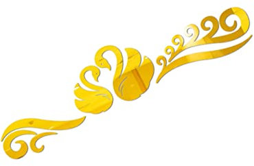 Goldener Acryl Schwanen Spiegelaufkleber als Wanddeko Modern