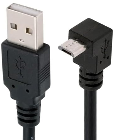 CY Cable en ángulo de 90 grados Micro USB de 5 pines a USB 2.0 tipo A Cable de carga de datos para teléfono tableta cámara (100 cm)