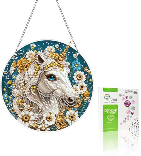 VAIIEYO 5D DIY Diamond Painting Anhänger Pferd,Tier Diamant Painting Bilder Malerei Kits mit Kett, Diamant Home Wand Decor Gemälde Diamond Dekoration, Veranda Fenster Wandbehang A18