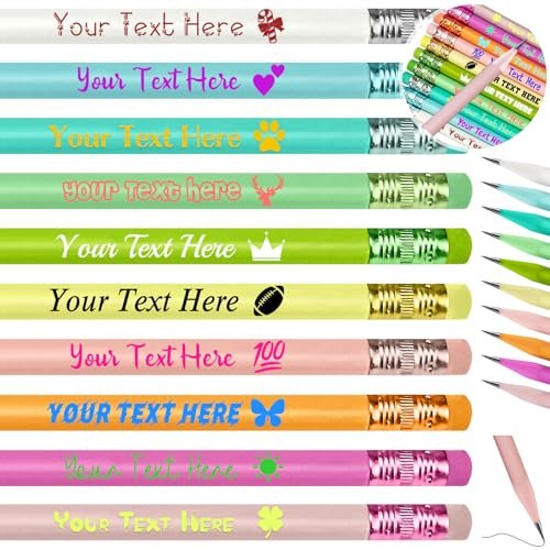 20 Stück Personalisierten Namen Bleistifte mit Radiergummi,Personalisierten Holzbleistifte Bedruckt mit Text,Individuelle Farbdruck Dreieckiger Bleistift #2 Schulanfangsbedarf Geschenke für Kinder