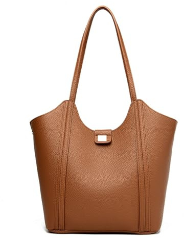 PADGCNOR Weiches Leder Tote Bag Damen Große Kapazität Schultertasche Leder Pendler Shopper Taschen Tragetasche(Color 1)
