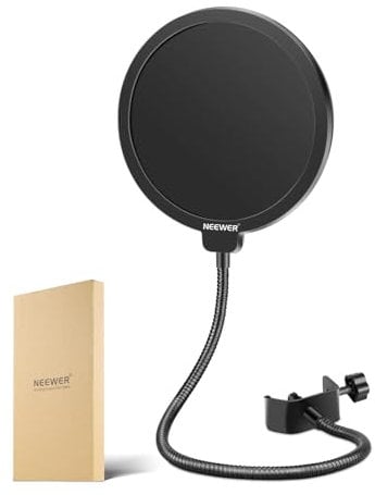 Neewer® NW(B-3) 6 Zoll Studio Mikrofon Mic Runde Form Wind Popschutz Schild mit Stand Clip (schwarzer Filter)