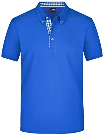 James & Nicholson Klassisches Herren Polohemd - Polohemd mit Button-Down-Kragen | Farbe: royal/royal-white | Grösse: 3XL