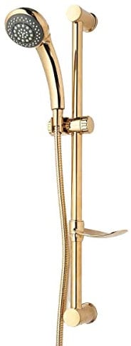 ECOSPA Amber Gold Shower Kit with 6 Function Handset, 1.5m Metal Shower Hose & Riser Rail