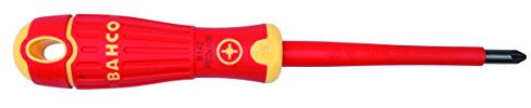 BAHCO B142.002.100 Tournevis pour Vis Pozidriv Isolée, Rouge/Jaune, Pz2 x 100 mm