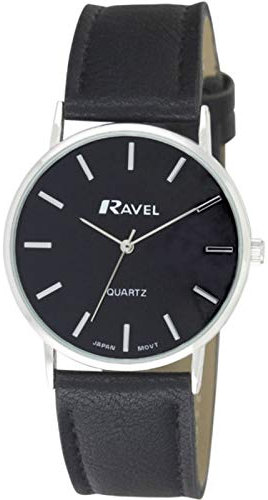 Ravel - Unisex Classic Alltagsuhr - Schwarz/Silberton/Schwarz/Moderner Index