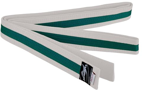 Ju-Sports Budogürtel weiß/gelb/weiß 100% Baumwolle 4 cm breit - Hautfreundlicher Kampfsport Gürtel mit exzellenter Feuchtigkeitsaufnahme für Budo, Judo, Karate, Kickboxen & mehr
