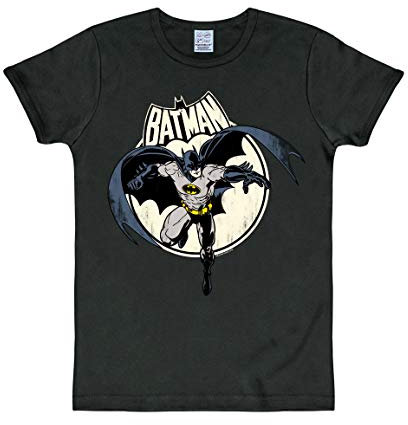 Logoshirt® DC I Batman I Vollmond I T-Shirt Print I Damen & Herren I kurzärmlig I schwarz I Lizenziertes Originaldesign I Größe L