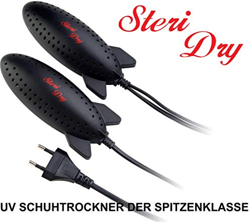 Steri Dry UV Schuhtrockner elektrisch, Stiefelwärmer, Gummistiefel,Wanderschuhe,Skischuhe, Heizung mit UV Licht zur Desinfektion, keine Gerüche mehr, schwarz