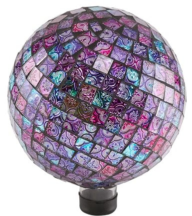 Alpine Corporation Glasmosaik mit 25,4 cm Durchmesser für den Innen- und Außenbereich, lila geprägte Fliesen