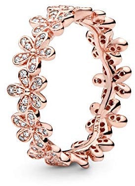 PANDORA Daisy Flower Ring mit 14 Karat rosévergoldete Metalllegierung und Cubic Zirkonia Steinen Moments Collection, Größe 52