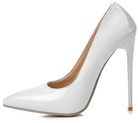 SJJH Donna Elegante décolleté con tacco a spillo Scarpe per matrimonio, bianco, 45 EU