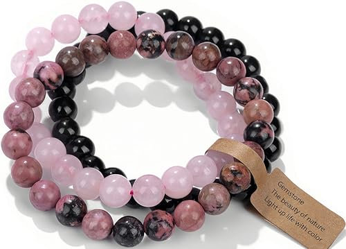 Edelsteinarmbänder Damen Echt Handgelenke können gestapelt werden Elastisches Armband Heilstein Stress Relief Power Stone Armband