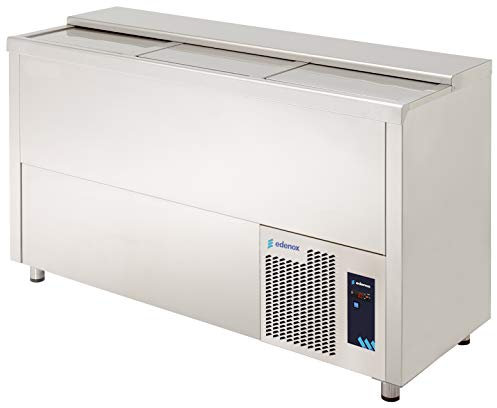 MBH - Botellero frigorífico industrial INOX 1,5 m para hostelería. Enfriador de botellas de acero inoxidable con 3 puertas para bar y restaurante.