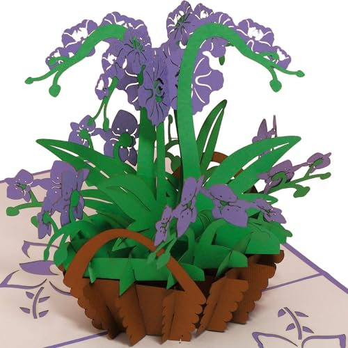 LINPOPUP® Pop-Up Karten Geburtstag, Orchidee Pop Up Karte Blumen, Pop Up Geburtstagskarte, 3D Grußkarten Blume Klappkarte Geburtstagskarte Viel Glück Gute Besserung, Muttertagskarte, N359