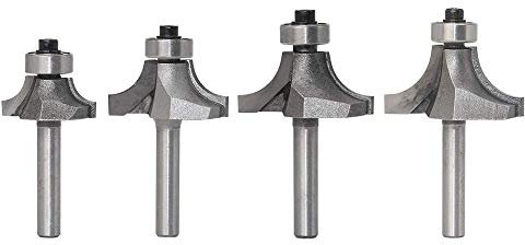 Bestgle 4pcs Round Over Edging Router Bits 1/4-Inch Shank 1/4, 3/8, 7/16,1/2 Radius Corner Roundover Beading Router Bit Set Woodworking Milling Cutter Tools