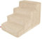 BOUTIQUE ZOO Hundetreppe 40 cm hoch | Katzentreppe Haustiertreppe | 4 Stufen | Hunde Katzen Haustier | für Bett und Auto | Trepp für kleine Hund | Plüschbezug | Farbe: Beige