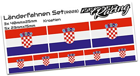 Finest Folia 8er Set Länderaufkleber Fahne Länderfahne Flagge Wetterfest RC Car Auto Motorrad Sticker Fahrrad Aufkleber Modellbau R028 (Croatia)