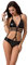 Selente Love & Fun verführerisches 2-teiliges Damen Dessous-Set aus Body & exklusiver Satin-Augenbinde, Made in EU, schwarz-Wetlook, Gr. S/M