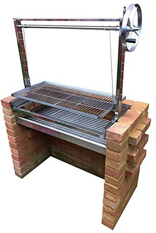 Built in Stainless Steel Brick Charcoal BBQ DIY Grill Kit with Argentinian Adjustable Heights - 91cm