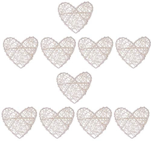 EXCEART 10 Stücke Valentinstag Deko Hänger Herzen zum Aufhängen Rattankugeln Rattan Dekokugeln 16CM Wicker Rattan Ball Kugeln Hochzeit Tischdeko Aromatherapie Vogel Papagei Kauspielzeug