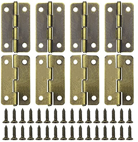 WMYCONGCONG 20 Stück Mini-Scharniere mit 80 Stück Scharnierschrauben, 2,9 x 1,7 cm, Retro-Türscharniere, Vintage, Klappscharniere für Türen, Schränke, Holzkisten, Schmuckkoffer (Bronze)