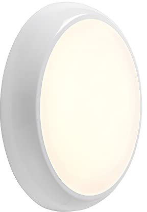 National Lighting LED Bulkhead Light - 18W Dimmable Outdoor/Indoor Security Light With Motion Sensor - Mains Powered IP65 Microwave Sensor - IK10 Round Wall Light With CCT