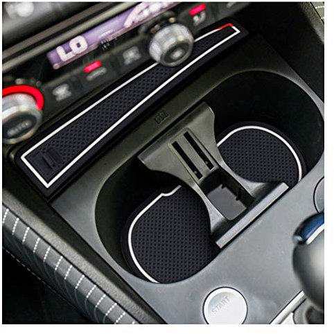 LFOTPP Audi Q2 Rubber Non-Slip Mats for Cup Holder Centre Console Armrest Door Slot Car Accessories 11 Pieces (White)
