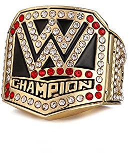 WOSHUAI WWE 2016 Meisterschaft Ring Hall of Fame WWE Championship Ring Sammlbare Replik Goldmeisterschaftsring,11