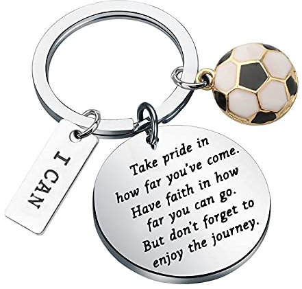 Fußball-Schlüsselanhänger, Sportball, inspirierende Geschenke, Fußballspieler, Geschenke für Fußballliebhaber, Mannschaft, Fußball-Anhänger, Schlüsselanhänger, Fußball-Geschenke, little, Edelstahl,
