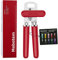 Mebotem 10 Colors, Manual Handheld Heavy Duty Hand can Opener Smooth Edge Stainless Steel, Top Lid Kitchen Gadgets, Best Large Rated Easy Turn Knob, with Bottle Opener, Red