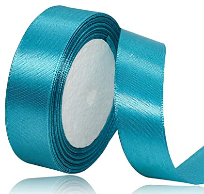 Satinband Türkis 25mm, 22 Meters Dekoration Geschenkband breit Schleifenband, Stoffband für Hochzeit, Taufe und Geburtstag Geschenke