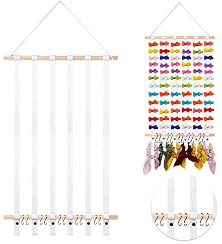 LIUCONGBD Haarspangen Aufbewahrung für Baby Mädchen, Haarklammer Organizer mit 10 Haken, Hängende Kopfbänder Haarschmuck Halter für Haaraccessoires Haarspangen halter Babyzimmer, Wohnaccessoire (weiß)