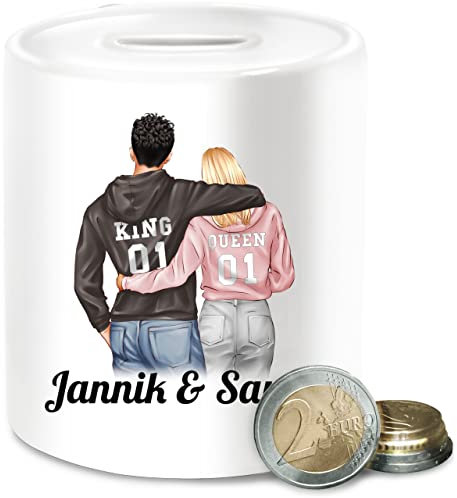 Spardose - Liebe - Partner Geschenke Paar King Queen Couple I Pärchen Weihnachts-Geschenke Valentinstag - Unisize - Weiß - Paare fernbeziehung Weihnachten päärchen zum öffnen für