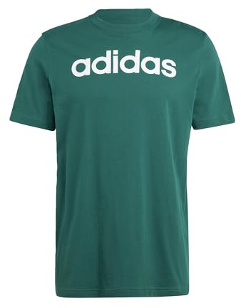 adidas Herren Essentials Single Jersey Linear Embroidered Logo Tee, Collegiate Green, S