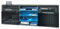 Vladon TV-Board Granada, Lowboard mit 2 Türen und 6 offenen Fächern, Korpus Anthrazit matt, Fronten in Schwarz Hochglanz mit RGB LED-Beleuchtung (146 x 54 x 35 cm)