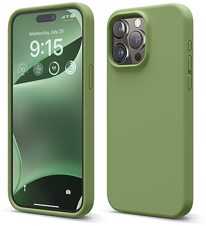 elago Liquid Silicone Case Compatible with iPhone 15 Pro Max Case, Premium Silicone, Full Body Protective Cover [4 Layer Shockproof Structure], Anti-Scratch Soft Microfiber Lining (Cedar Green)